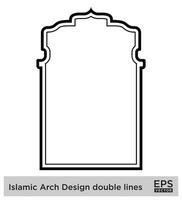 islamisch Bogen Design doppelt Linien Gliederung linear schwarz Schlaganfall Silhouetten Design Piktogramm Symbol visuell Illustration vektor