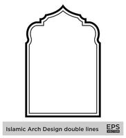 islamisch Bogen Design doppelt Linien Gliederung linear schwarz Schlaganfall Silhouetten Design Piktogramm Symbol visuell Illustration vektor