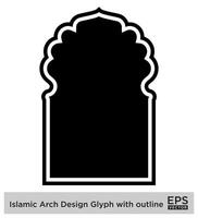 islamic båge design glyf med översikt svart fylld silhuetter design piktogram symbol visuell illustration vektor