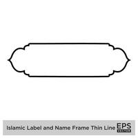 islamisch Etikette und Name Rahmen dünn Linie Gliederung linear schwarz Schlaganfall Silhouetten Design Piktogramm Symbol visuell Illustration vektor