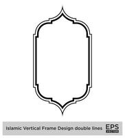 islamisch Vertikale Rahmen Design doppelt Linien schwarz Schlaganfall Silhouetten Design Piktogramm Symbol visuell Illustration vektor