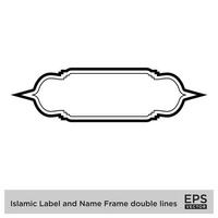 islamisch Etikette und Name Rahmen doppelt Linien Gliederung linear schwarz Schlaganfall Silhouetten Design Piktogramm Symbol visuell Illustration vektor