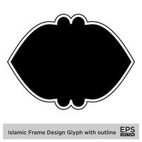 islamisch Rahmen Design Glyphe mit Gliederung schwarz gefüllt Silhouetten Design Piktogramm Symbol visuell Illustration vektor