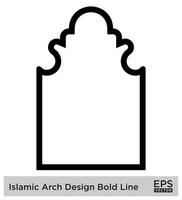 islamisch Bogen Design Fett gedruckt Linie Gliederung linear schwarz Schlaganfall Silhouetten Design Piktogramm Symbol visuell Illustration vektor