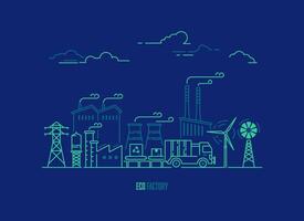 Konzept von Öko-Fabrik oder Grün Industrie, Grafik von Leistung Pflanze mit Ökologie Element vektor