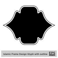 islamisch Rahmen Design Glyphe mit Gliederung schwarz gefüllt Silhouetten Design Piktogramm Symbol visuell Illustration vektor