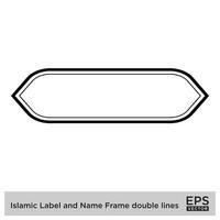 islamisch Etikette und Name Rahmen doppelt Linien Gliederung linear schwarz Schlaganfall Silhouetten Design Piktogramm Symbol visuell Illustration vektor