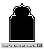 islamisch Bogen Design Glyphe mit Gliederung schwarz gefüllt Silhouetten Design Piktogramm Symbol visuell Illustration vektor