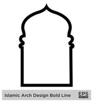 islamisch Bogen Design Fett gedruckt Linie Gliederung linear schwarz Schlaganfall Silhouetten Design Piktogramm Symbol visuell Illustration vektor