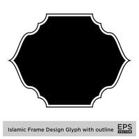 islamisch Rahmen Design Glyphe mit Gliederung schwarz gefüllt Silhouetten Design Piktogramm Symbol visuell Illustration vektor