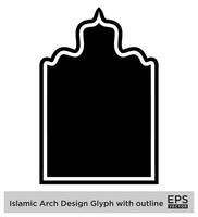 islamisch Bogen Design Glyphe mit Gliederung schwarz gefüllt Silhouetten Design Piktogramm Symbol visuell Illustration vektor