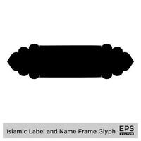 islamisch Etikette und Name Rahmen Glyphe schwarz gefüllt Silhouetten Design Piktogramm Symbol visuell Illustration vektor