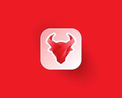 kreativ stark rot Stier Kopf Logo auf App Symbol vektor
