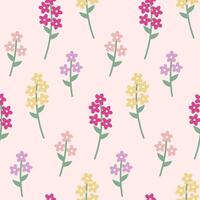 sömlös mönster med vår sommar blommor i platt stil. rosa, gul, lila blommor. för tyg, skriva ut, papper. vektor illustration