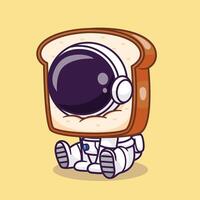söt astronaut med bröd tecknad serie vektor ikon illustration. vetenskap mat ikon begrepp isolerat premie vektor. platt tecknad serie stil