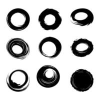 en populär samling av cirkulär penseldrag i abstrakt svart måla vektor