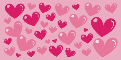 en knippa av rosa hjärtan på en rosa bakgrund vektor