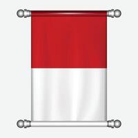 realistisk hängande flagga av indonesien eller Monaco vimpel vektor