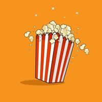Vektor Illustration von Eimer Popcorn einstellen , Snack von Film Zeit