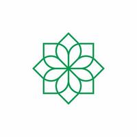 Blume Linie Logo mit Grün Farbe vektor