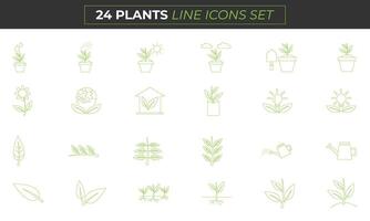 Pflanze Grün Farbe Linie Symbole Satz. Landwirtschaft Vektor Illustration Sammlung. Gliederung Zeichen zum Gartenarbeit bündeln.