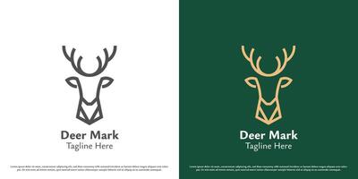 rådjur djur- logotyp design illustration. maskot silhuett av rådjur huvud hind ren sven horn hjorthorn antilop fawn skog Zoo djungel. enkel geometrisk ikon symbol minimal abstrakt minimalistisk elegant. vektor