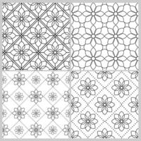 setzt von 4 Linie geometrisch Blumen- Muster nahtlos Fliesen Fußboden und Hintergrund Textur einfarbig isoliert auf Weiß Hintergrund. kreativ und elegant Vektor Illustration.