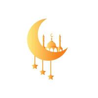 Ramadan Mond und Moschee Gold Clip Kunst. Vektor Illustration.