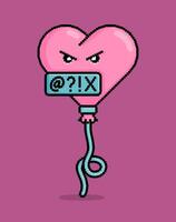 Emoji im Pixel Kunst Illustration von ein Herz geformt Ballon fluchen ein zensiert hart Wort. können Sein benutzt zum Aufkleber, Spielzeug, Valentinstag, Datierung, Einladung, t Shirt, Kleidung vektor