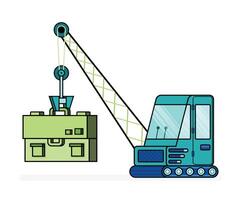 pixel linje konst illustration av kran lyft portfölj. anställa eller jobb lediga platser i konstruktion och tung Utrustning sektor. kan vara Begagnade för annonser, hemsida, webb, flygblad, broschyr, annons vektor