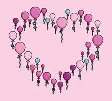 samling av ballonger den där form hjärtan eller kärlek tecken för evenemang på februari 14:e i pixel illustration. kan vara Begagnade för valentine handelsvaror, t skjorta, klistermärke, baner, affisch vektor