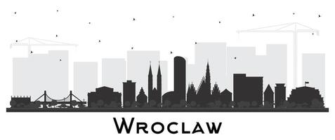 wroclaw polen stad horisont silhuett med svart byggnader isolerat på vit. wroclaw stadsbild med landmärken. företag resa och turism begrepp med historisk arkitektur. vektor