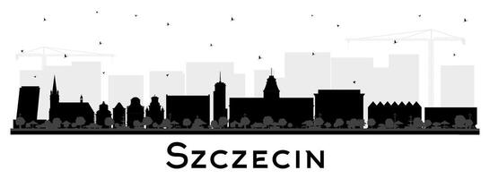 Stettin Polen Stadt Horizont Silhouette mit schwarz Gebäude isoliert auf Weiß. Stettin Stadtbild mit Sehenswürdigkeiten. Geschäft und Tourismus Konzept mit und historisch die Architektur. vektor