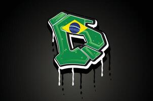 Brasilien Flagge d Hand Beschriftung Graffiti Vektor Vorlage