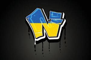 Ukraine Flagge n Hand Beschriftung Graffiti Vektor Vorlage