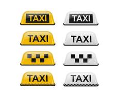 taxi bil tak tecken uppsättning vektor
