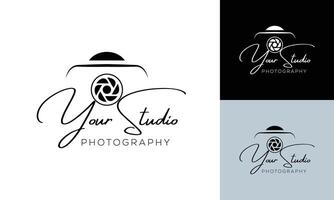 kamera logotyp, modern fotografi signatur logotyp ikon vektor