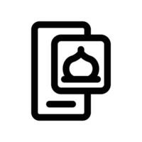 Muslim App Symbol. Vektor Linie Symbol zum Ihre Webseite, Handy, Mobiltelefon, Präsentation, und Logo Design.