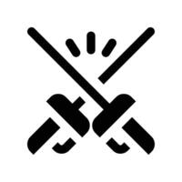 Fechten Schwert Symbol. Vektor Glyphe Symbol zum Ihre Webseite, Handy, Mobiltelefon, Präsentation, und Logo Design.