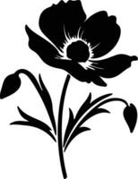 ai genererad pasque blomma svart silhuett vektor