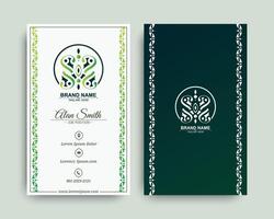 grön dekorativ logotyp och företag kort mall vektor