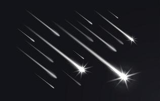 realistisch Himmel Schießen Sterne mit Wanderwege, Kometen vektor