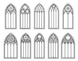 katholisch gotisch Kirche Fenster und mittelalterlich Bogen vektor