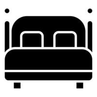hotell säng ikon linje vektor illustration