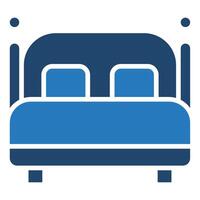 hotell säng ikon linje vektor illustration
