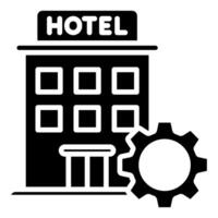 hotell förvaltning ikon linje vektor illustration
