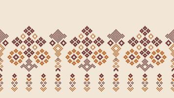 traditionell etnisk motiv ikat geometrisk tyg mönster korsa stitch.ikat broderi etnisk orientalisk pixel brun grädde bakgrund. abstrakt, vektor, illustration. textur, halsduk, dekoration, tapeter. vektor