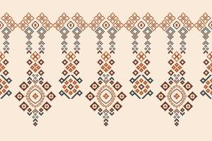 traditionell ethnisch Motive Ikat geometrisch Stoff Muster Kreuz Stich.ikat Stickerei ethnisch orientalisch Pixel braun Sahne Hintergrund. abstrakt, vektor, illustration. Textur, Schal, Dekoration, Tapete. vektor