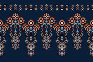 traditionell ethnisch Motive Ikat geometrisch Stoff Muster Kreuz Stich.ikat Stickerei ethnisch orientalisch Pixel Marine Blau Hintergrund. abstrakt, vektor, illustration. Textur, Schal, Dekoration, Tapete. vektor