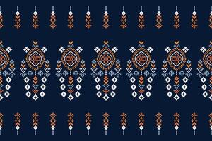 traditionell ethnisch Motive Ikat geometrisch Stoff Muster Kreuz Stich.ikat Stickerei ethnisch orientalisch Pixel Marine Blau Hintergrund. abstrakt, vektor, illustration. Textur, Schal, Dekoration, Tapete. vektor